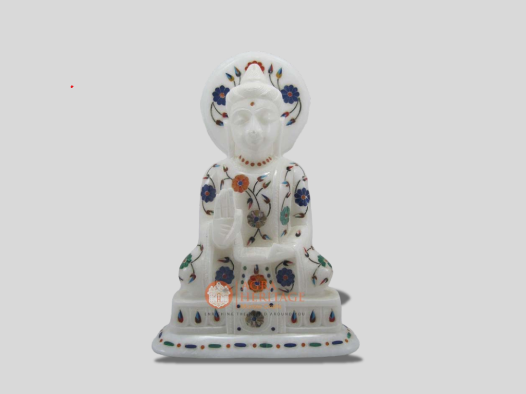 Marble Buddha Semi Precious Inlay Stone Religious Gift